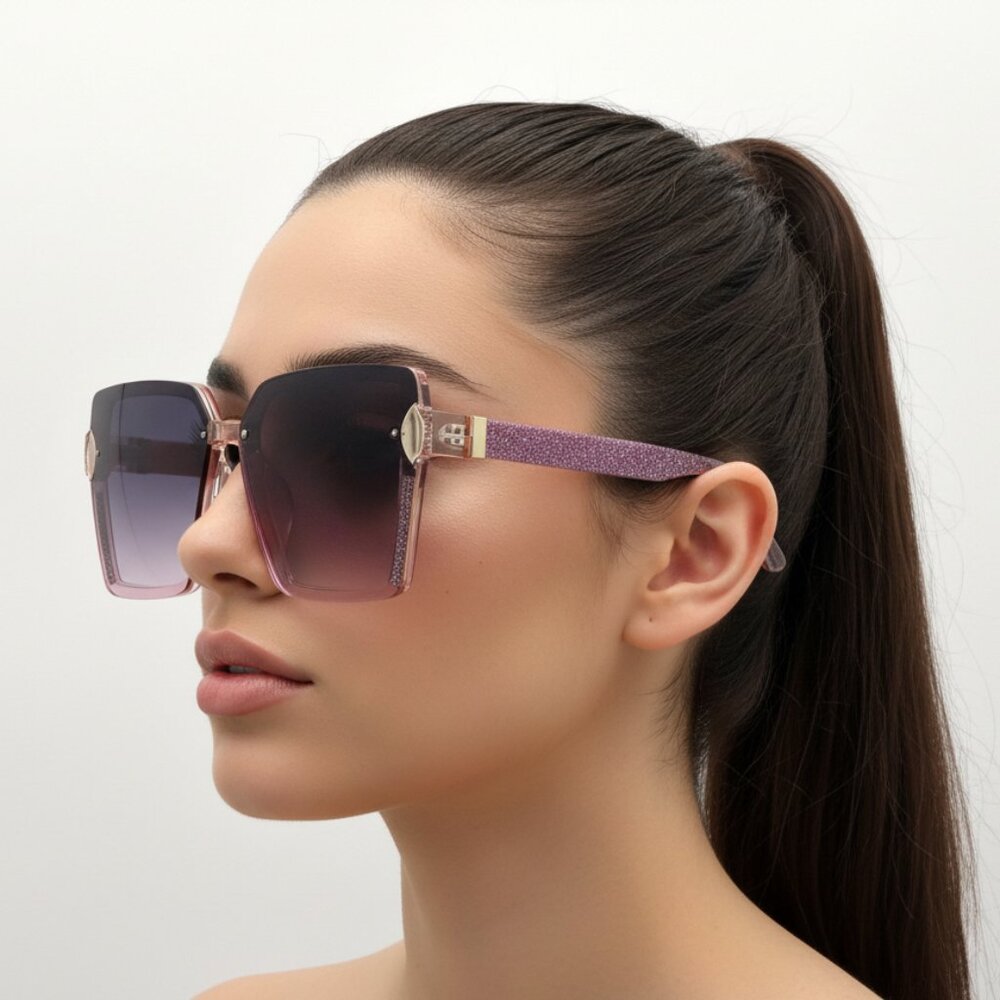 NEW Oversized Big Bling Pink Designer Style Sunglasses